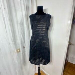 American Living Black Sheer Chevron Dress